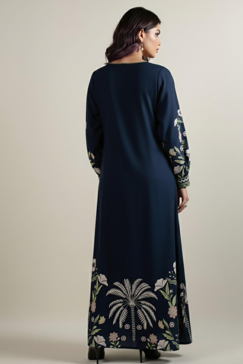 Elegant Navy Blue Long 2pcs Dress