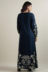 Elegant Navy Blue Long 2pcs Dress