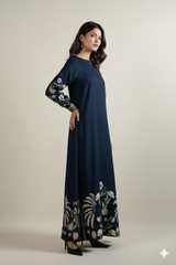 Elegant Navy Blue Long 2pcs Dress