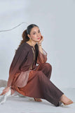 Mocha Glow Korean Crepe Suit - Stylish Two-Piece Set