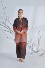 Mocha Glow Korean Crepe Suit - Stylish Two-Piece Set