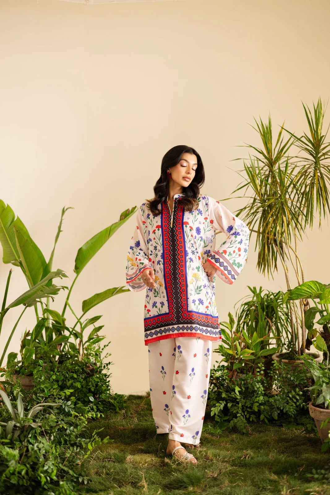 Garden Bloom Printed Two-Piece Suit