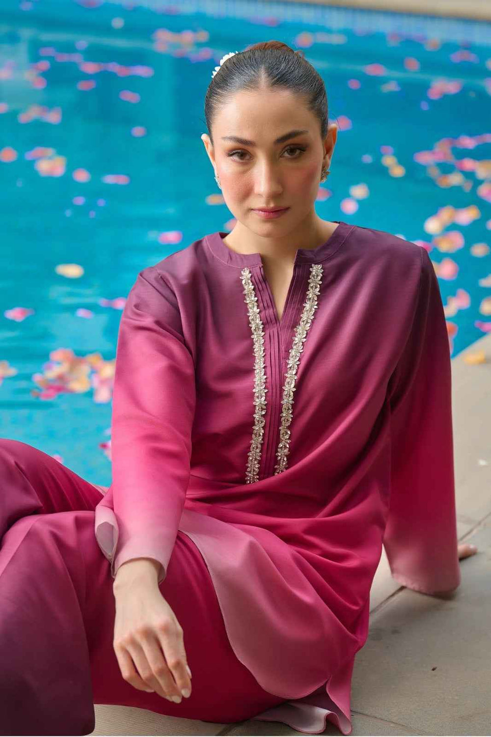 Rosewood Blush Two-Piece Suit for Elegant Styling in Korean Crepe