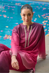 Rosewood Blush Two-Piece Suit for Elegant Styling in Korean Crepe