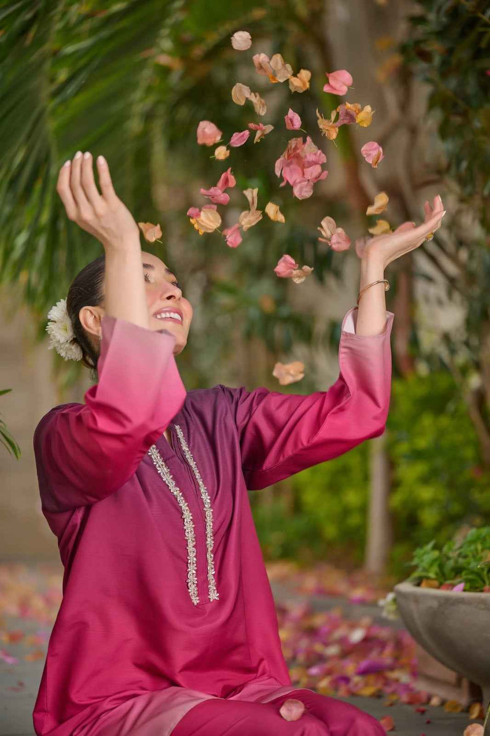 Rosewood Blush Two-Piece Suit for Elegant Styling in Korean Crepe