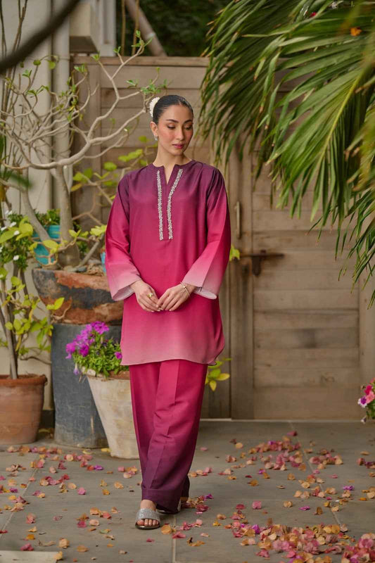 Rosewood Blush Two-Piece Suit for Elegant Styling in Korean Crepe