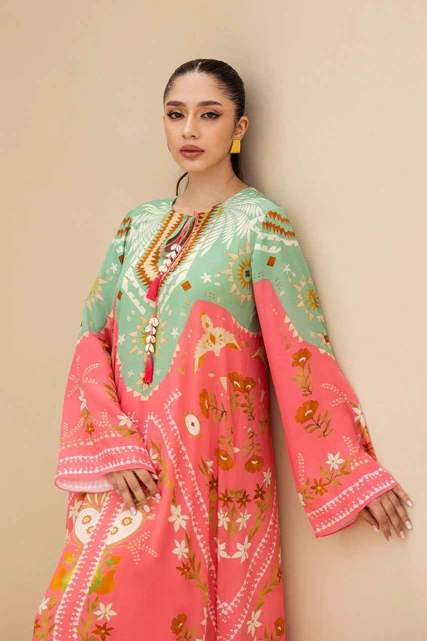 Mint Coral Bloom Kaftan – Festive Fusion ( YL 102)