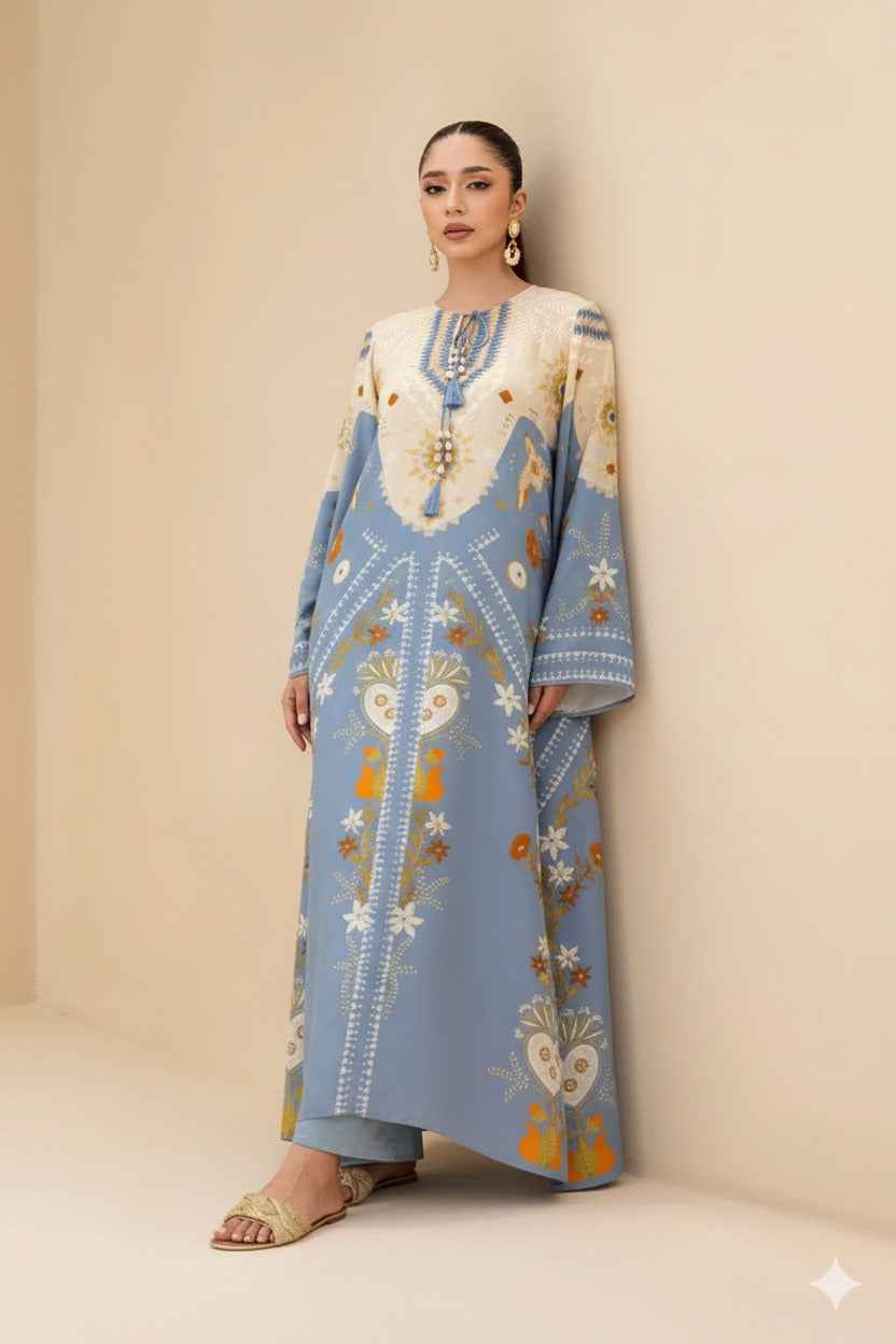 Mint Coral Bloom Kaftan – Festive Fusion ( YL 102)