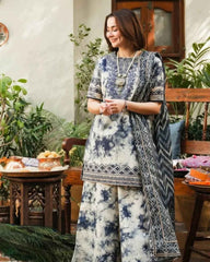 Indigo Shibori Print 3-Piece Set – Artistic Fusion ( Y -124)