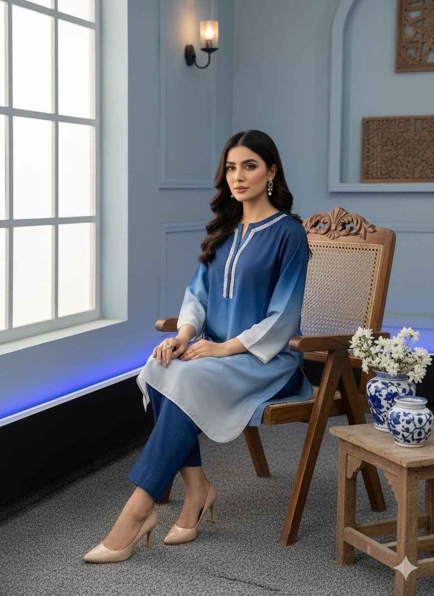 Azure Ombré Dream Two-Piece Suit