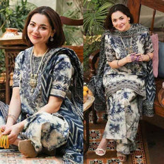 Indigo Shibori Print 3-Piece Set – Artistic Fusion ( Y -124)