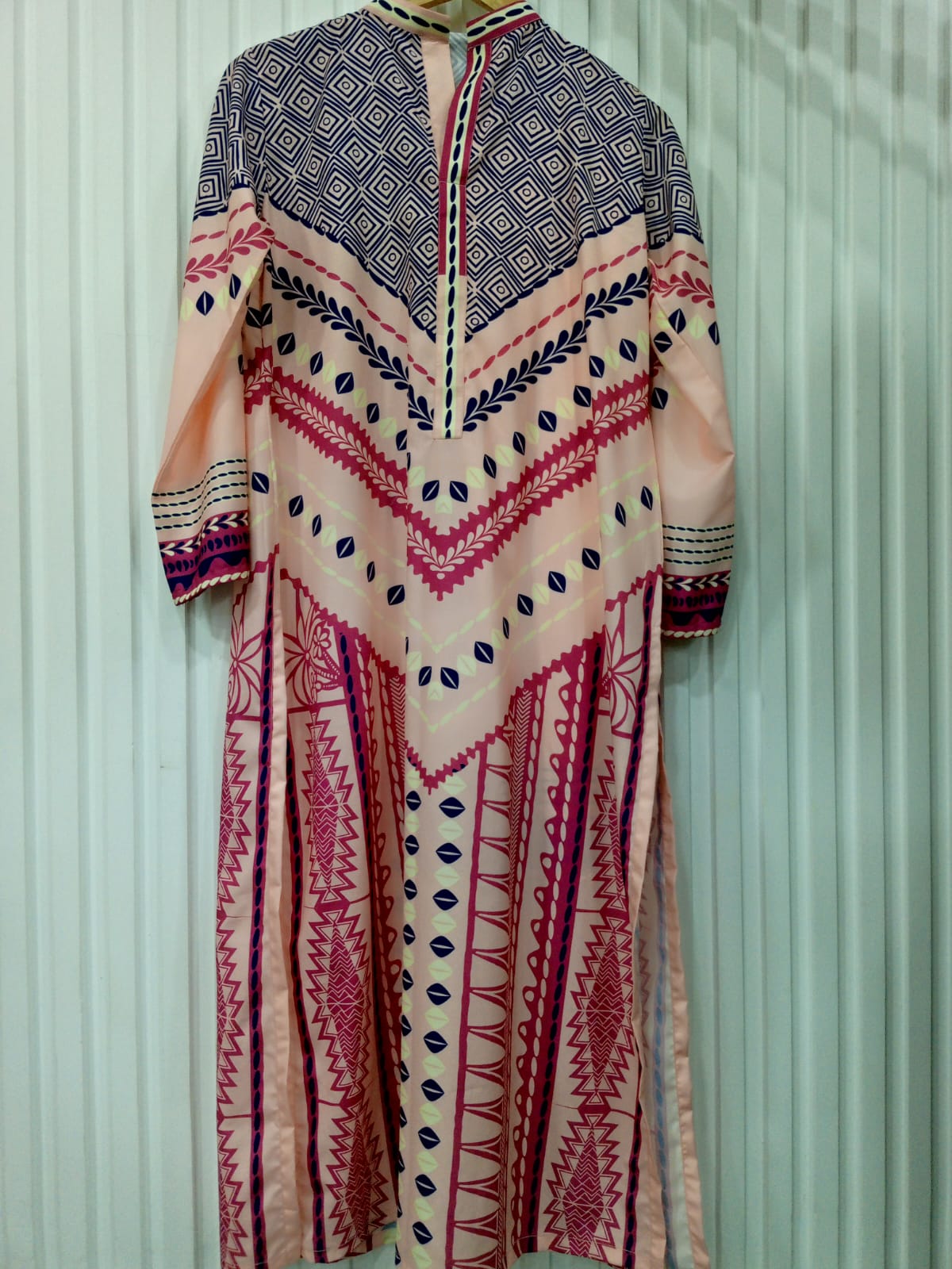 Chic Pink and Indigo Digital Print 2 Piece Suit (YL 111)