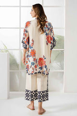 Floral Elegance 2-Piece Stitched Co-ord Set - Off-White Y-23