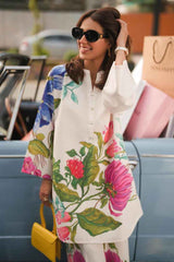 Silver attractive Floral Stitched 2 Piece Co-Ord Set Y-24