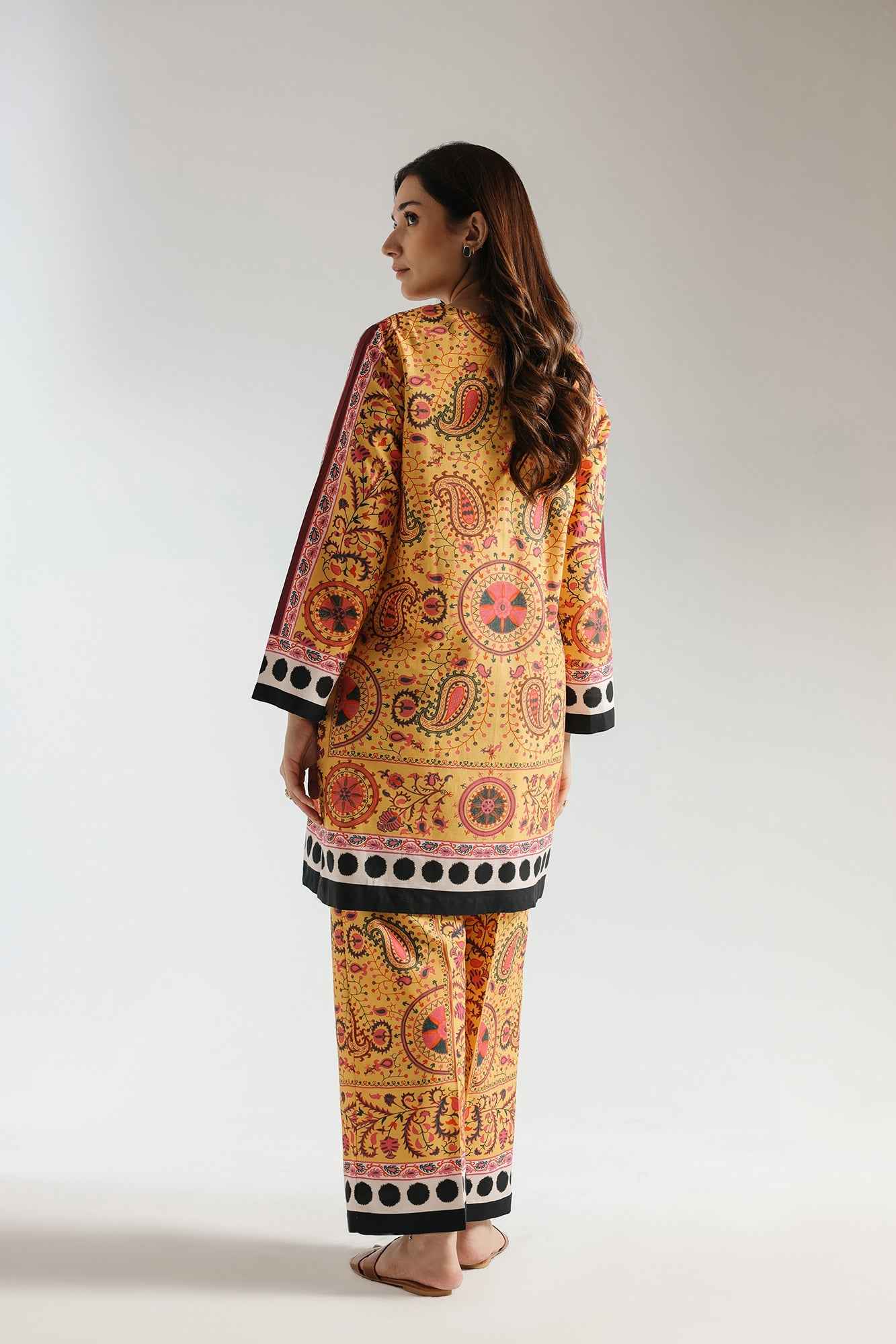 Yellow magnificent design Stitched 2 Piece Co-Ord Set Y-37