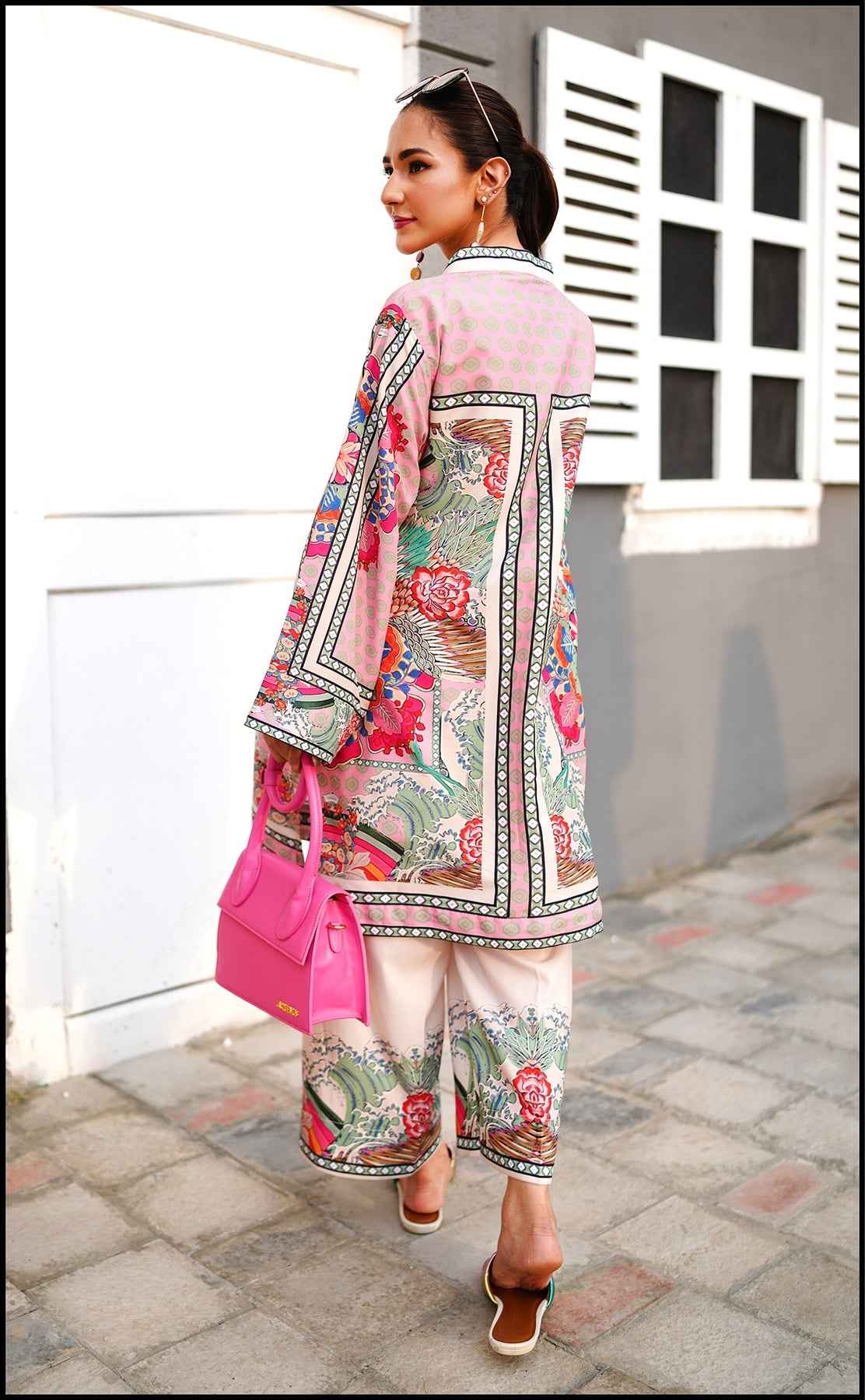 Floral Fusion Pink Printed Stitched Kurta Set Y-39