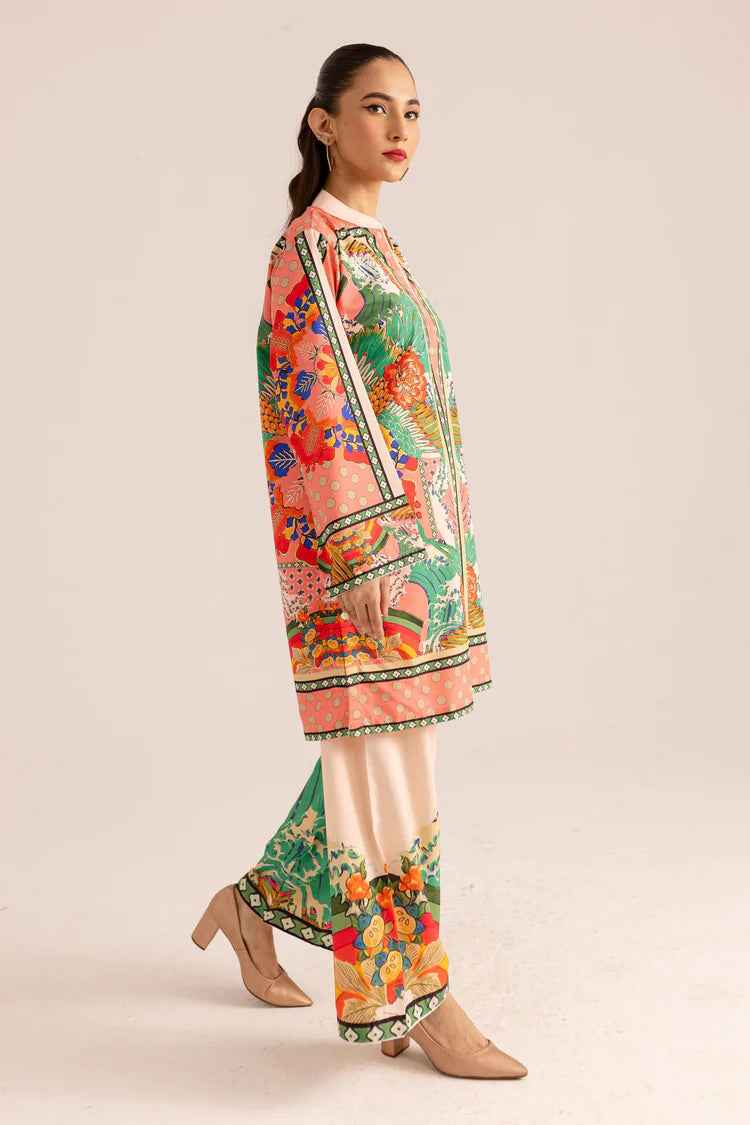 Floral Fusion Pink Printed Stitched Kurta Set Y-39