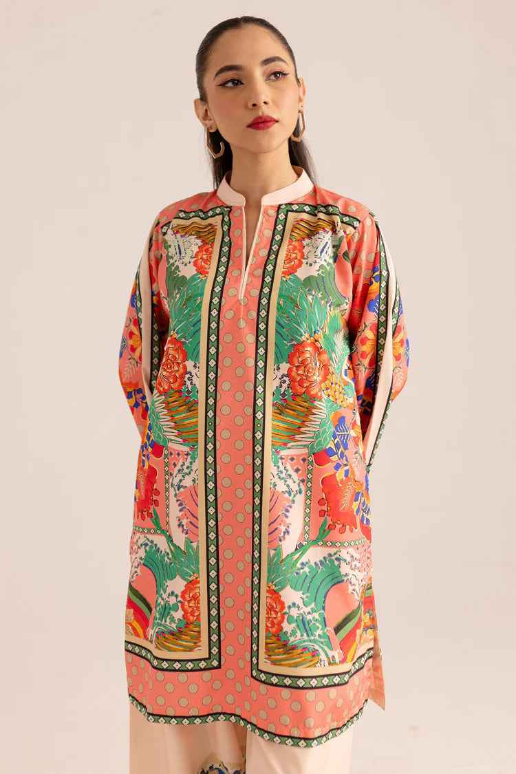 Floral Fusion Pink Printed Stitched Kurta Set Y-39