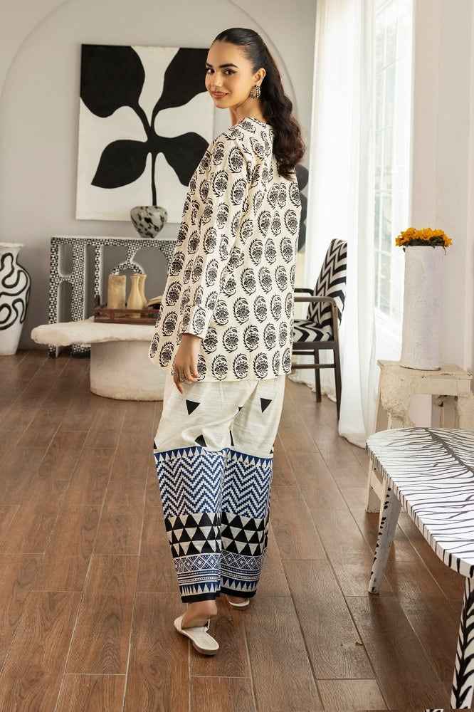 Magic Black & White Printed Stitched Co-Ord Set Y-42