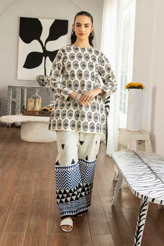Magic Black & White Printed Stitched Co-Ord Set Y-42