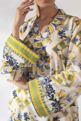 White Base V neck Stitched 2 Piece Suit: Y-46