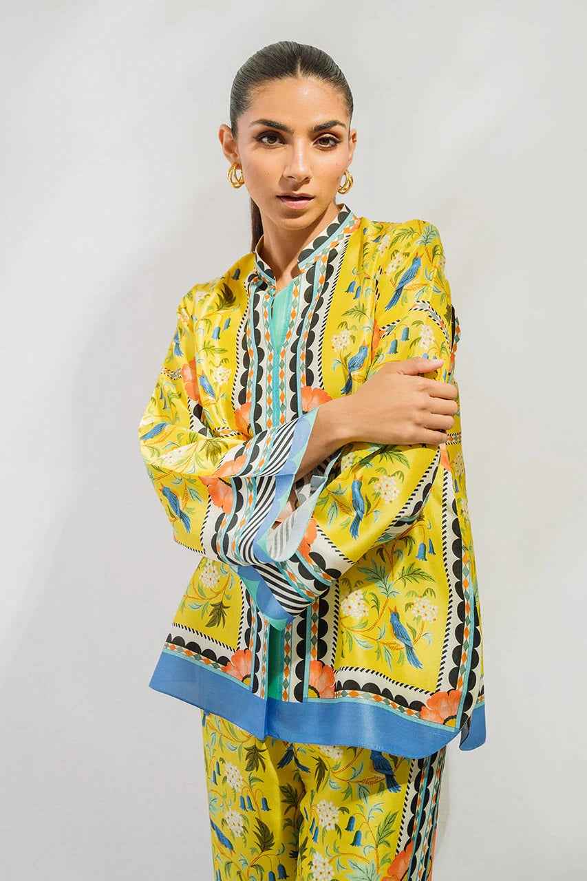 Red & yellow Floral 2 Piece Stitched Co-Ord Set: Y-49