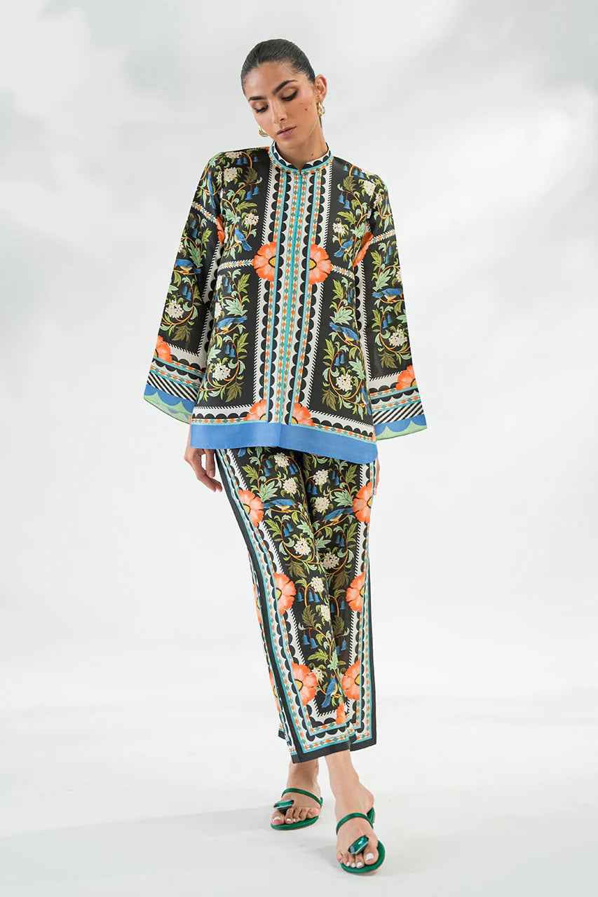 Red & yellow Floral 2 Piece Stitched Co-Ord Set: Y-49