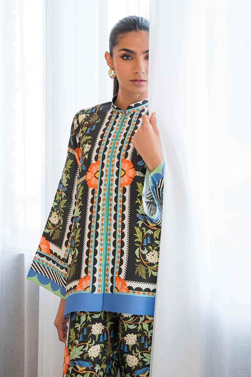 Red & yellow Floral 2 Piece Stitched Co-Ord Set: Y-49