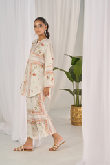 Floral Printed Stitched Co-ord Set – Off-White Perfection Y-58