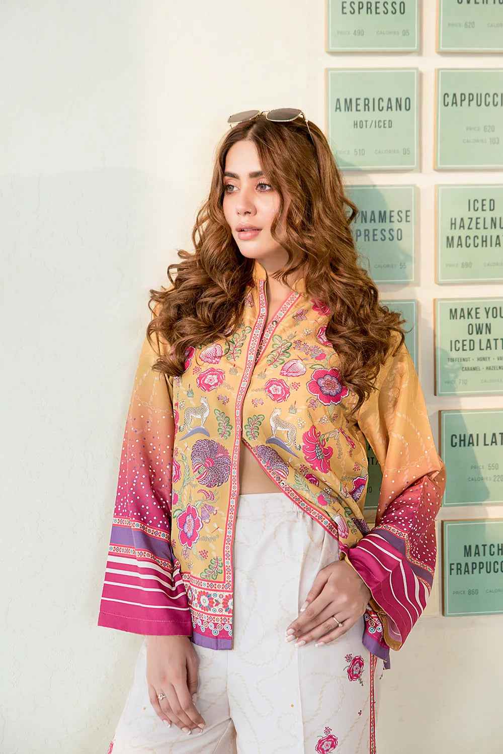 Vibrant Yellow & Pink Floral Co-Ord Set Y-7