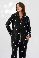 Velour Dream Serenity - Dot printed black Night Suit, Y-80
