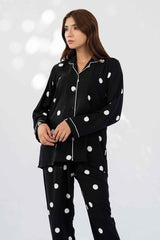 Velour Dream Serenity - Dot printed black Night Suit, Y-80