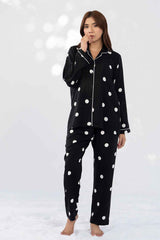 Velour Dream Serenity - Dot printed black Night Suit, Y-80