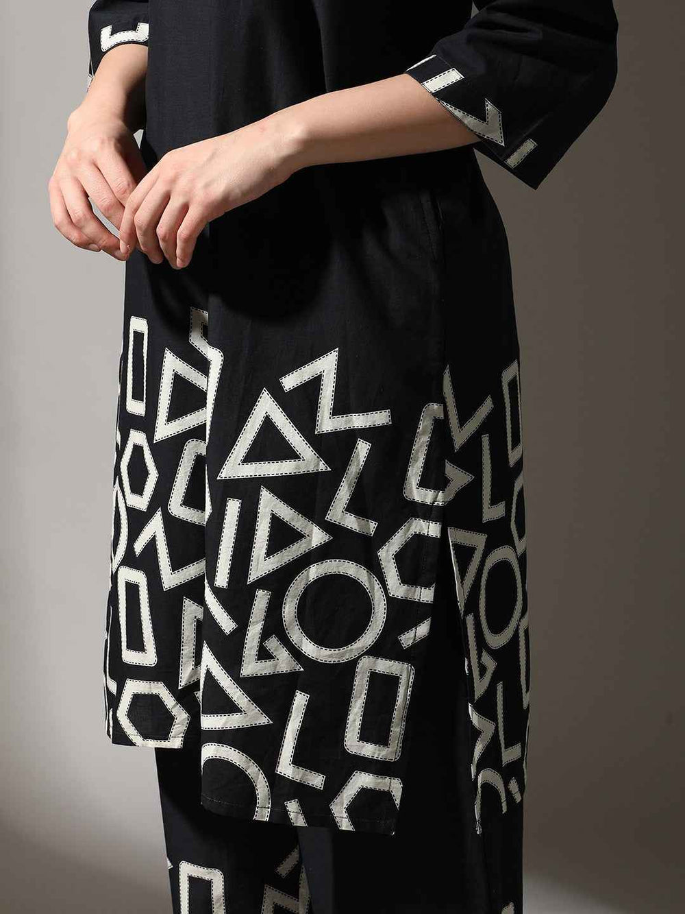 Noir Geometry Co-Ord Set – Premium Lawn Y84