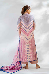 Chic Pink and Indigo Digital Print 2 Piece Suit (YL 111)
