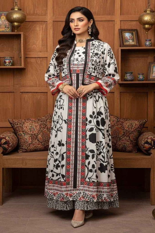 Elegant Traditional Print Koti Style Maxi 2-Piece (YL 114)