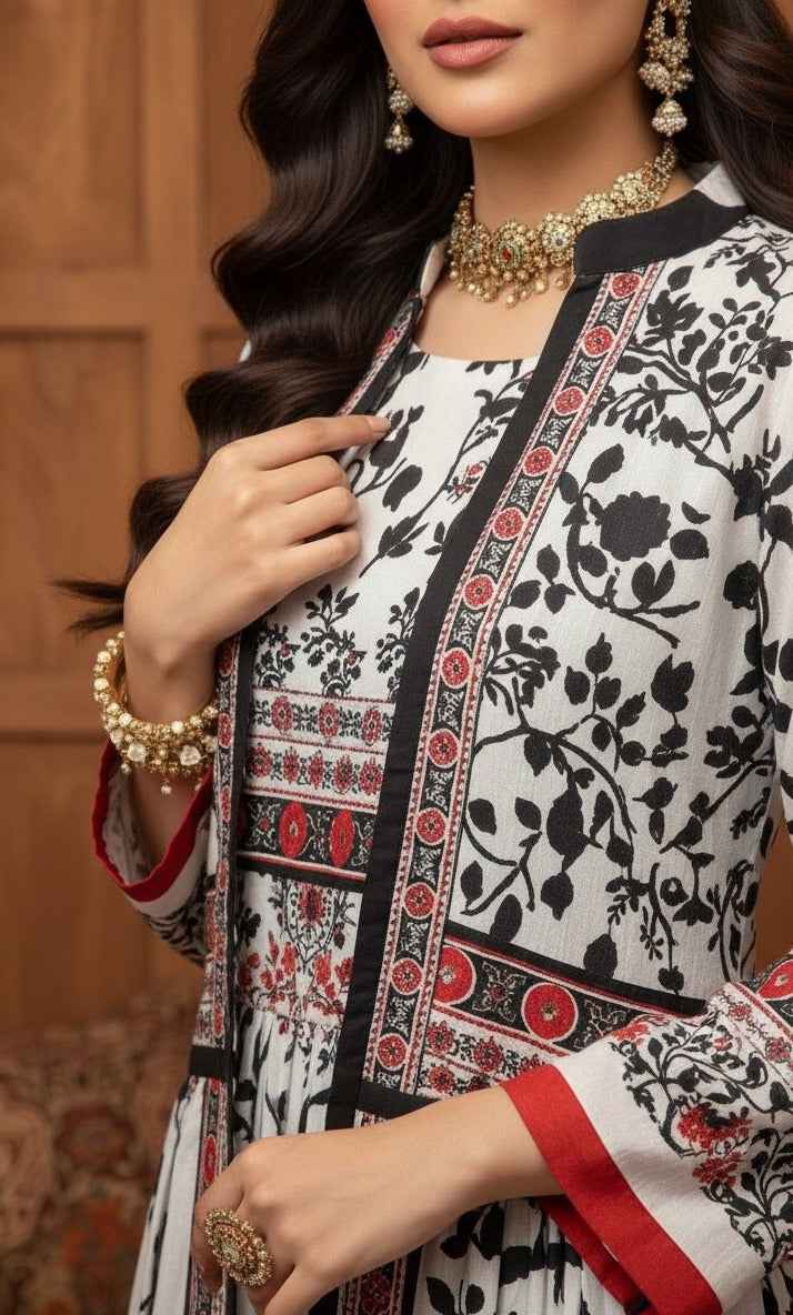 Elegant Traditional Print Koti Style Maxi 2-Piece (YL 114)