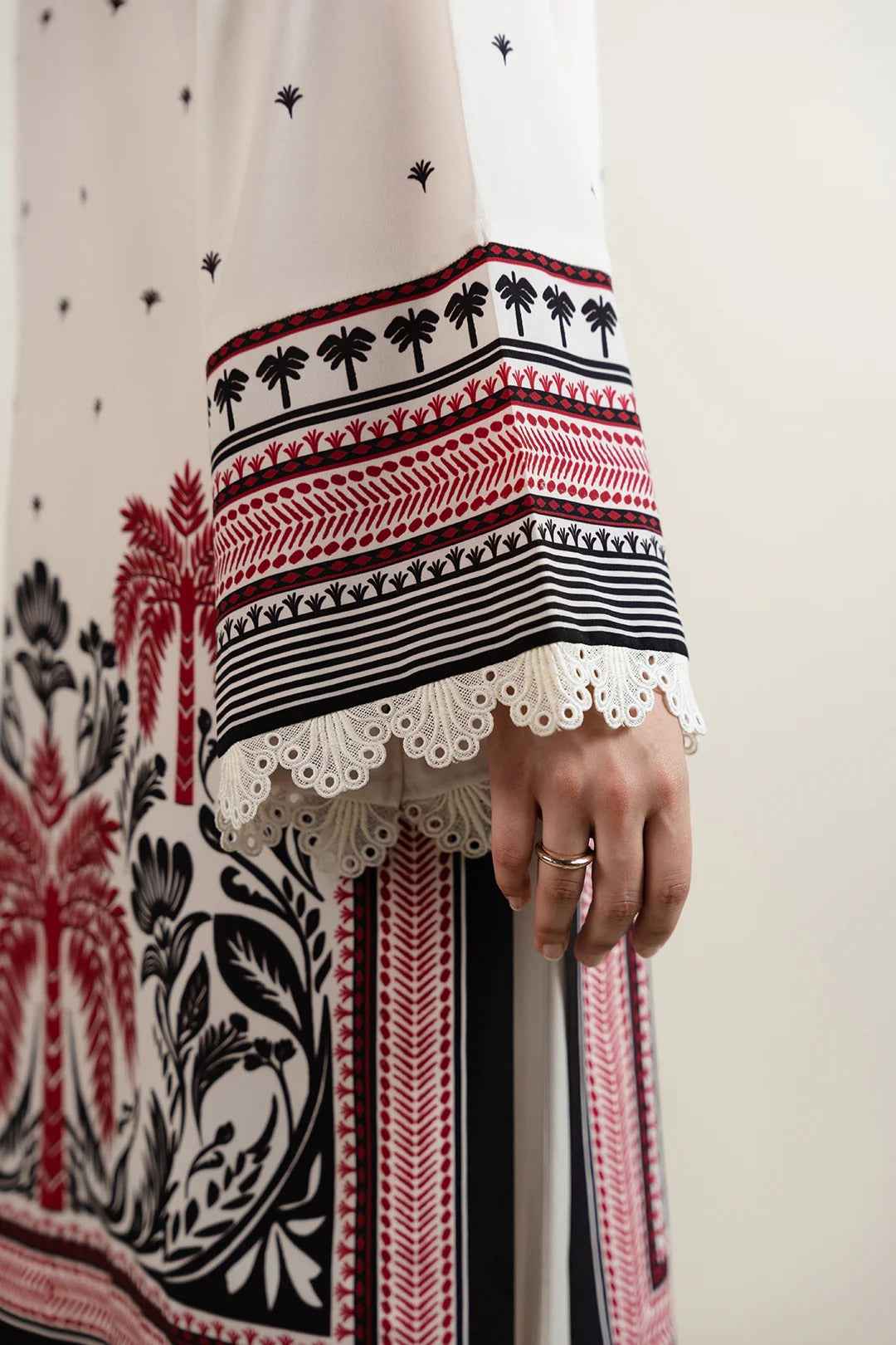 Scarlet Blossom Print Long Kurta 2-Piece Set – Modern Ethnic ( YL- 92 )