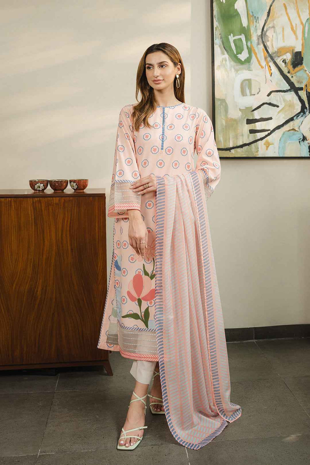 Blush Bloom – Printed Crepe Kurti 2 Piece YL 39