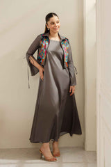 The Versatile Grey Modest Dress Set  ( YL- 42 )