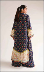 Navy Blue Printed Open Robe & Inner Set  ( YL- 45 )