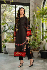 Scarlet Blossom Black Long Kurta 2-Piece Set (YL 48)