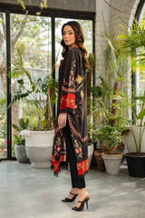 Scarlet Blossom Black Long Kurta 2-Piece Set (YL 48)