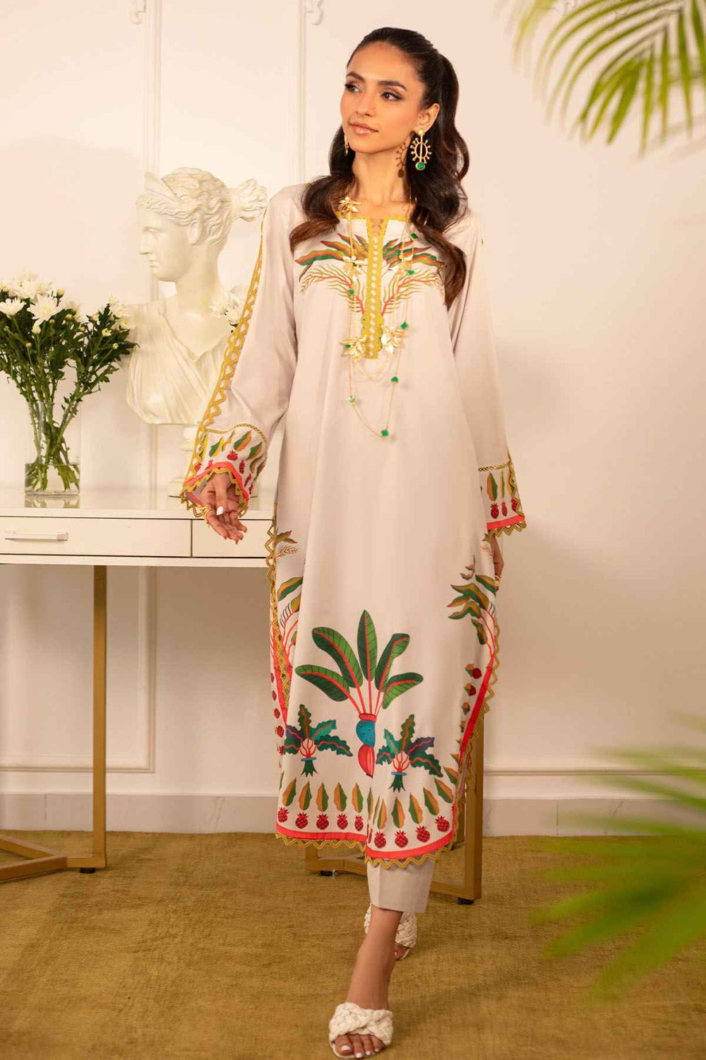 Heirloom Garden Printed Long Kurta Set (YL 60)