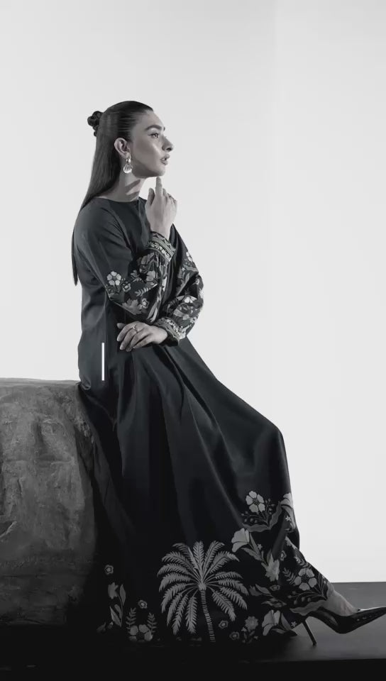 Elegant Navy Blue Long Dress 2pcs YL 138