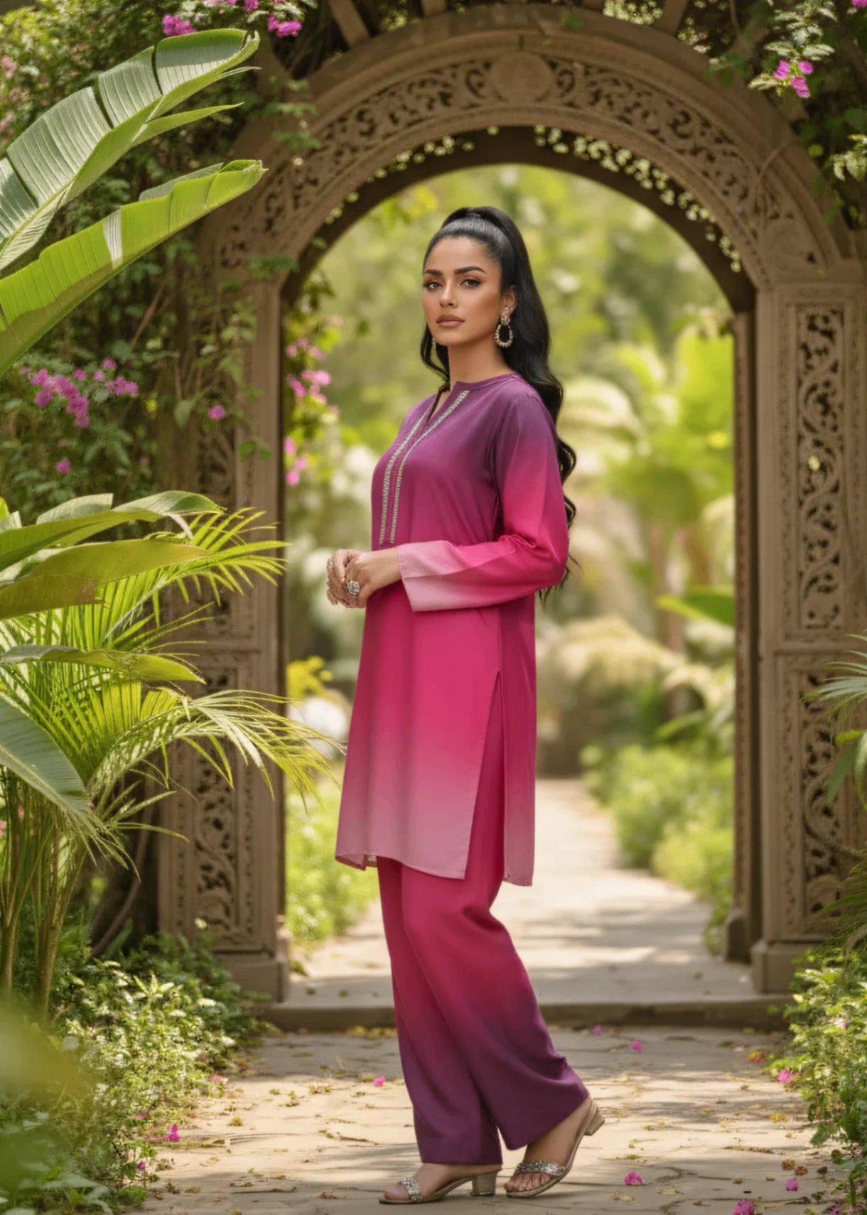 Rosewood Blush Two-Piece Suit for Elegant Styling in Korean Crepe