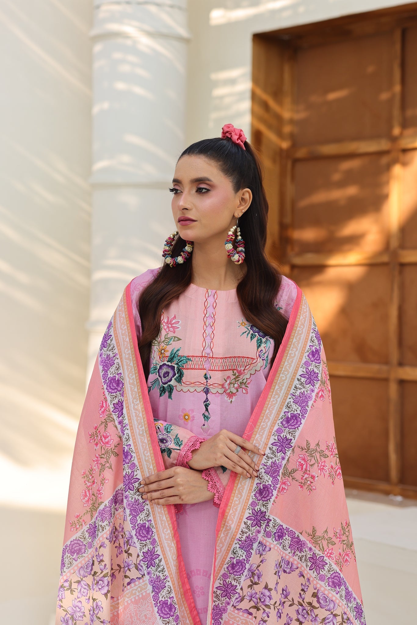 ZZ-UN-26002 – Blush Pink Floral  3-Piece Printed Lawn