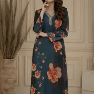 Teal & Black Floral Two-Piece YL-164